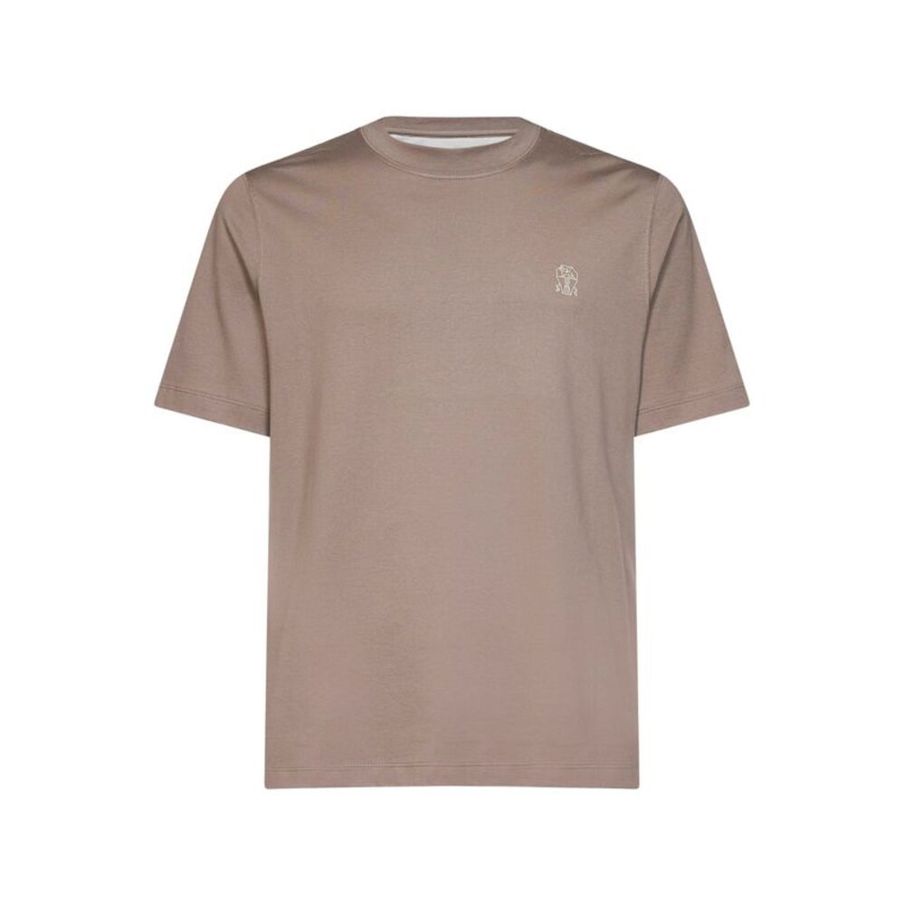 Brunello Cucinelli Men Rock Cotton Jersey Logo Crewneck T-Shirt